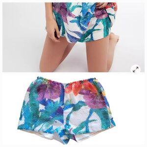 Free People Blue and Pink Shorts Vibrant Style Firestarter